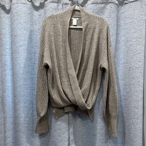 Max Studio Neutral Taupe Ribbed Knit Cardigan